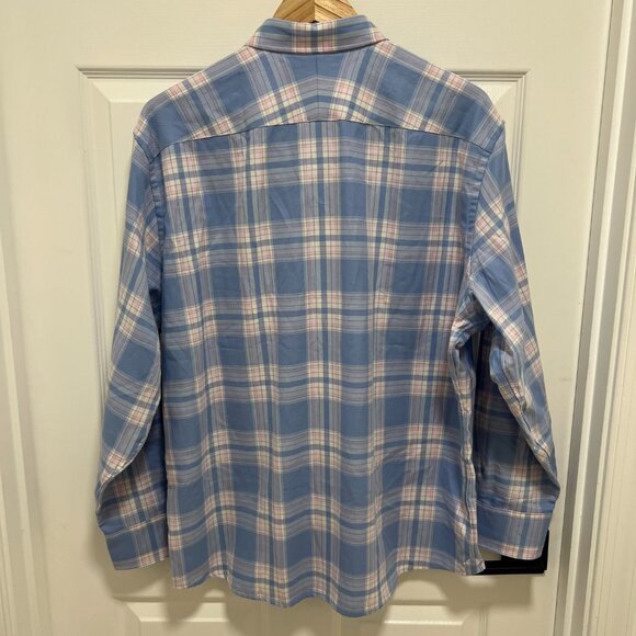 $165 Proper Cloth California Plaid Shirt XL Faded Blue Pink Rose 100% Cotton - Picture 6 of 9